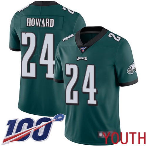 Youth Philadelphia Eagles 24 Jordan Howard Midnight Green Team Color Vapor Untouchable NFL Jersey Limited 100th